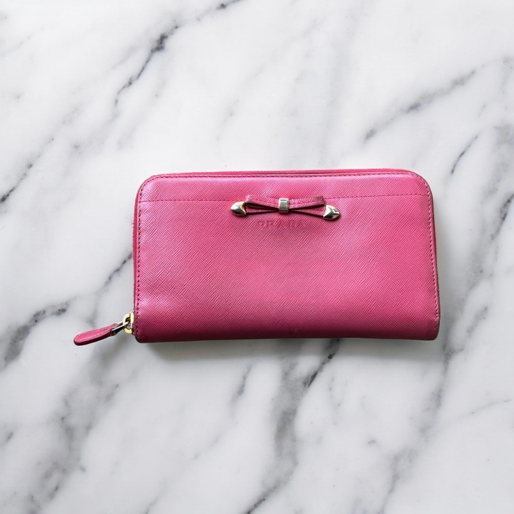 Pink Prada Long Zip Wallet